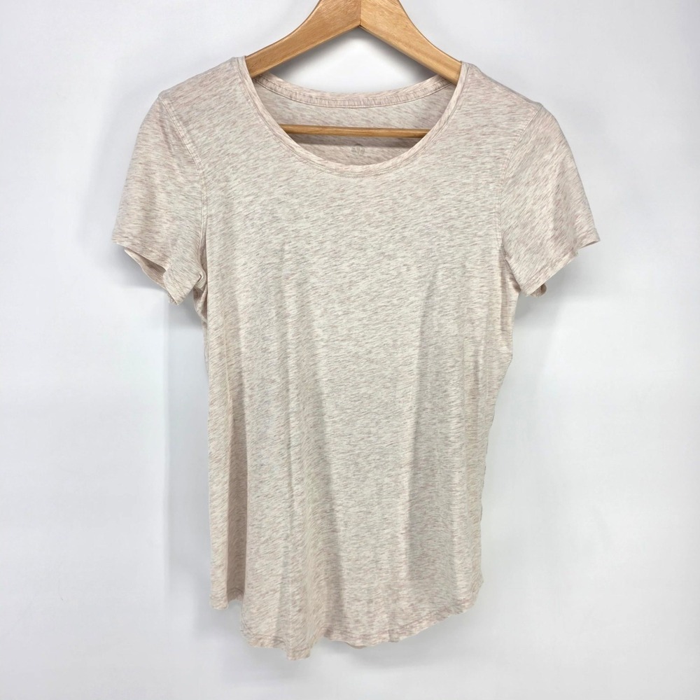 Lululemon Love Tee Women 8 Heathered Pink Cream Short Sleeve Scoop Neck Shirt